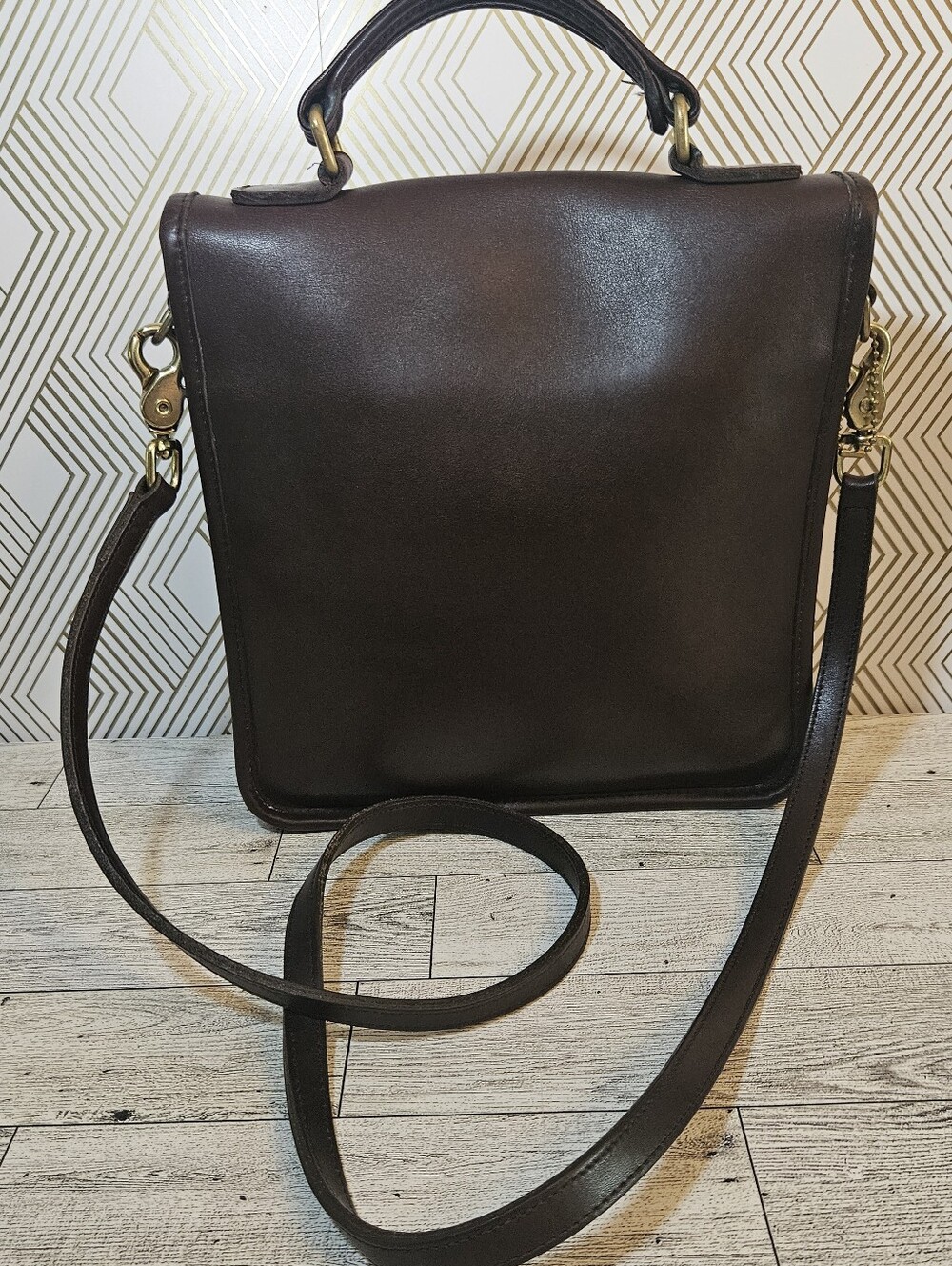 Vintage Coach Mahogany Brown Station Bag 1999 Top Handle Cross Body Made in USA - Picture 5 of 14